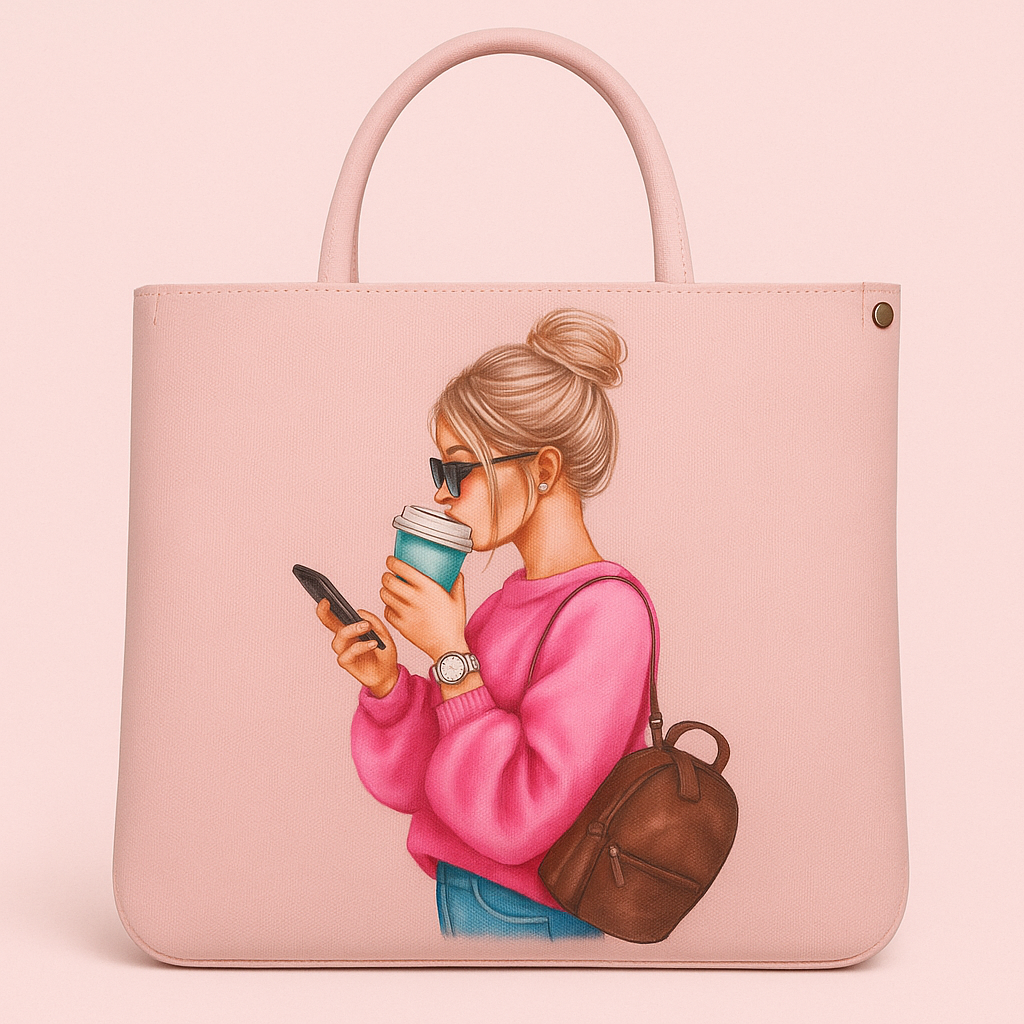Trendy Tote Bag for Women – Stylish Handbag with Modern Girl Print, Perfect for Everyday Use